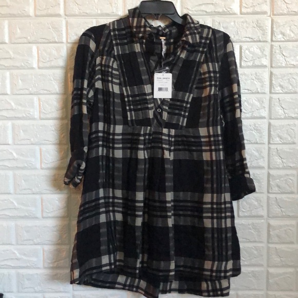 NWT Free People plaid baby blues tunic babydoll - Picture 4 of 7